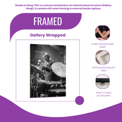 Miles Davis Vintage Jazz Trumpet Canvas Wall Art Print – Black and White Music Photography Poster for Studio & Living Room Decor