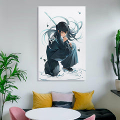 Anime Gaming Room Mist Hashira Canvas Art – Portrait Teal Decor