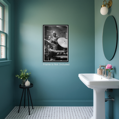 Miles Davis Vintage Jazz Trumpet Canvas Wall Art Print – Black and White Music Photography Poster for Studio & Living Room Decor