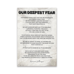 Our Deepest Fear Marianne Williamson Quote Canvas Wall Art Print