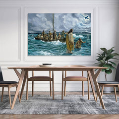 Living Room Religious Biblical Realism Jesus Walking on Water Canvas