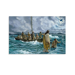 Living Room Religious Biblical Realism Jesus Walking on Water Canvas