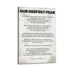 Our Deepest Fear Marianne Williamson Quote Canvas Wall Art Print