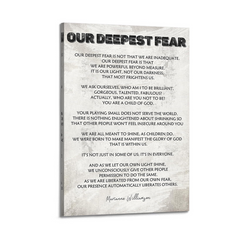 Our Deepest Fear Marianne Williamson Quote Canvas Wall Art Print