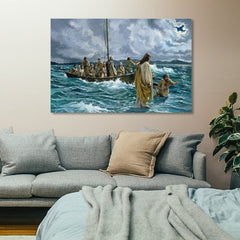 Living Room Religious Biblical Realism Jesus Walking on Water Canvas