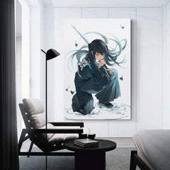 Anime Gaming Room Mist Hashira Canvas Art – Portrait Teal Decor