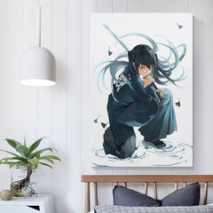Anime Gaming Room Mist Hashira Canvas Art – Portrait Teal Decor