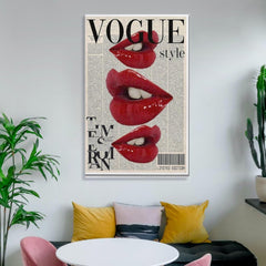 Trendy Preppy Red Lips Aesthetic Poster Canvas Wall Art Decoration Prints for Living Room Home Bedroom Decor Painting