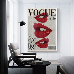 Crimson Vogue Lips - Modern Pop Art Canvas Print