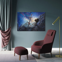 Jesus Stargazing Religious Landscape Canvas Wall Art
