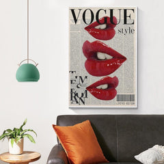 Crimson Vogue Lips - Modern Pop Art Canvas Print