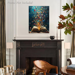Library Study Room Butterfly Book Impressionist Canvas Wall Art