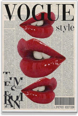 Trendy Preppy Red Lips Aesthetic Poster Canvas Wall Art Decoration Prints for Living Room Home Bedroom Decor Painting