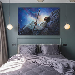 Jesus Stargazing Religious Landscape Canvas Wall Art