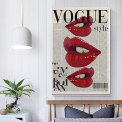 Crimson Vogue Lips - Modern Pop Art Canvas Print