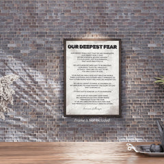 Our Deepest Fear Marianne Williamson Quote Canvas Wall Art Print
