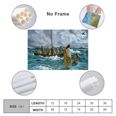 Living Room Religious Biblical Realism Jesus Walking on Water Canvas