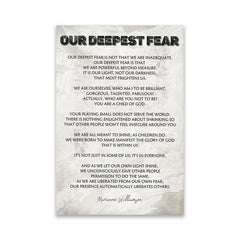 Our Deepest Fear Marianne Williamson Quote Canvas Wall Art Print