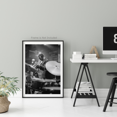Miles Davis Vintage Jazz Trumpet Canvas Wall Art Print – Black and White Music Photography Poster for Studio & Living Room Decor