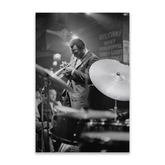 Miles Davis Vintage Jazz Trumpet Canvas Wall Art Print – Black and White Music Photography Poster for Studio & Living Room Decor