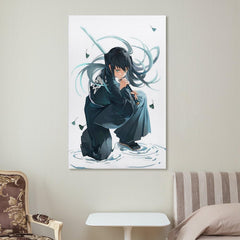 Anime Gaming Room Mist Hashira Canvas Art – Portrait Teal Decor
