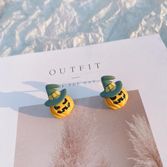 Halloween Earrings for Women With Pumpkin Green Hat - HolidayTone.com