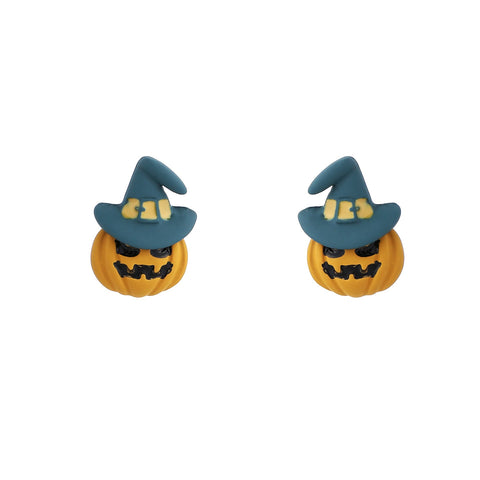 Halloween Earrings for Women With Pumpkin Green Hat - HolidayTone.com